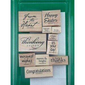 Stampin Up All Year Cheer I Retired 11pc Rubber Stamp Set Greetings 2002